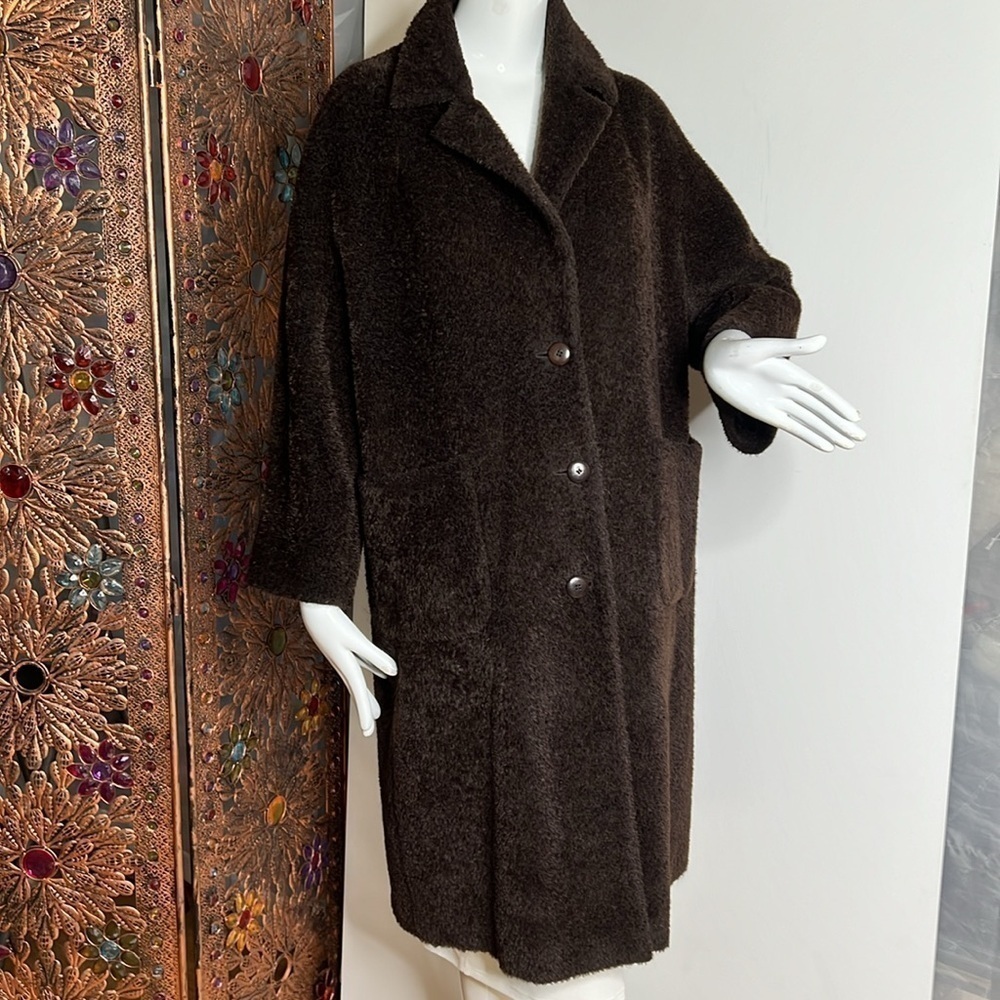 MaxMara Sz 8 Brown Pointed Collar Patch Pockets Button Closure